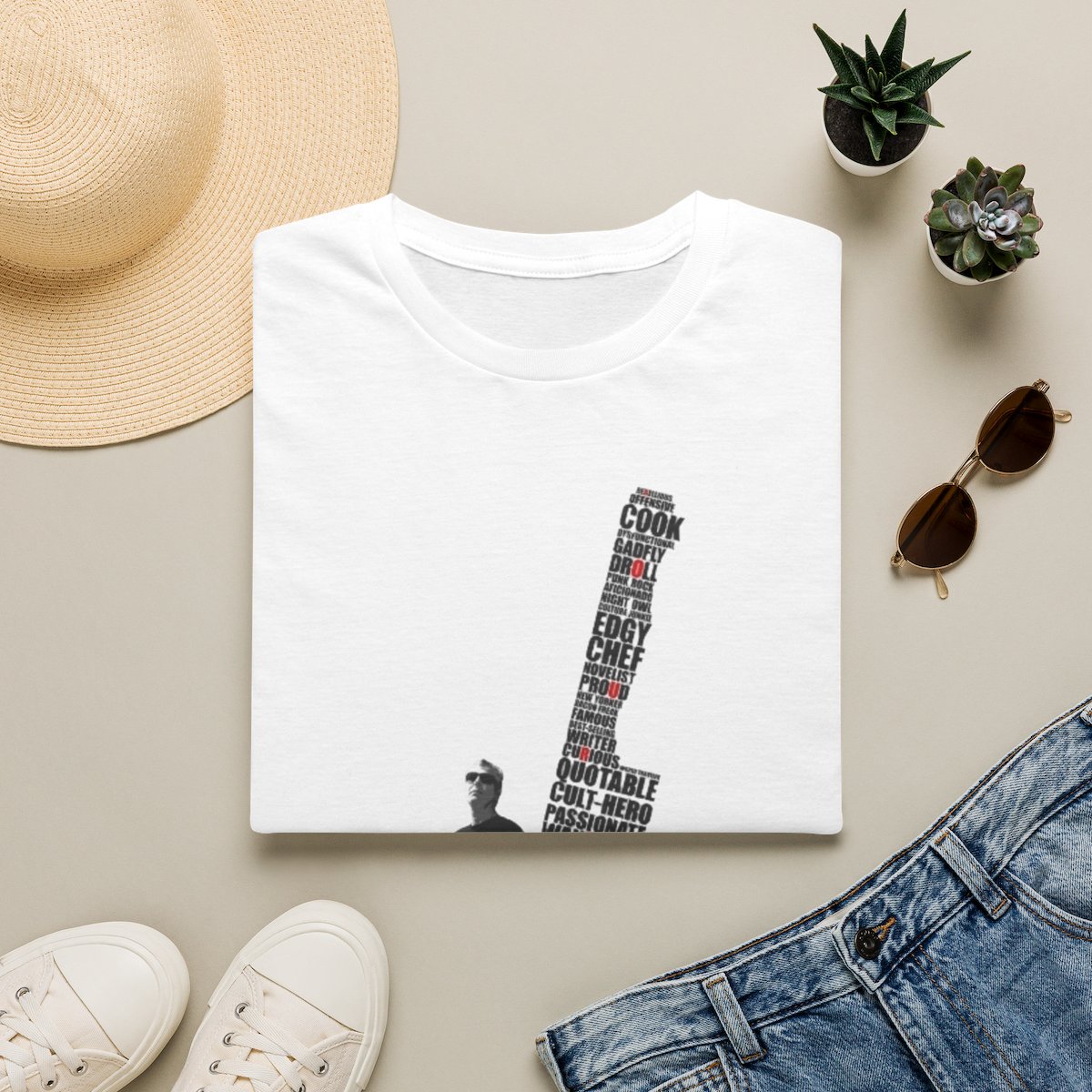 Guitar Silhouette Typography T-Shirt | Music Word Art Tee | Anthony Bourdain Merch