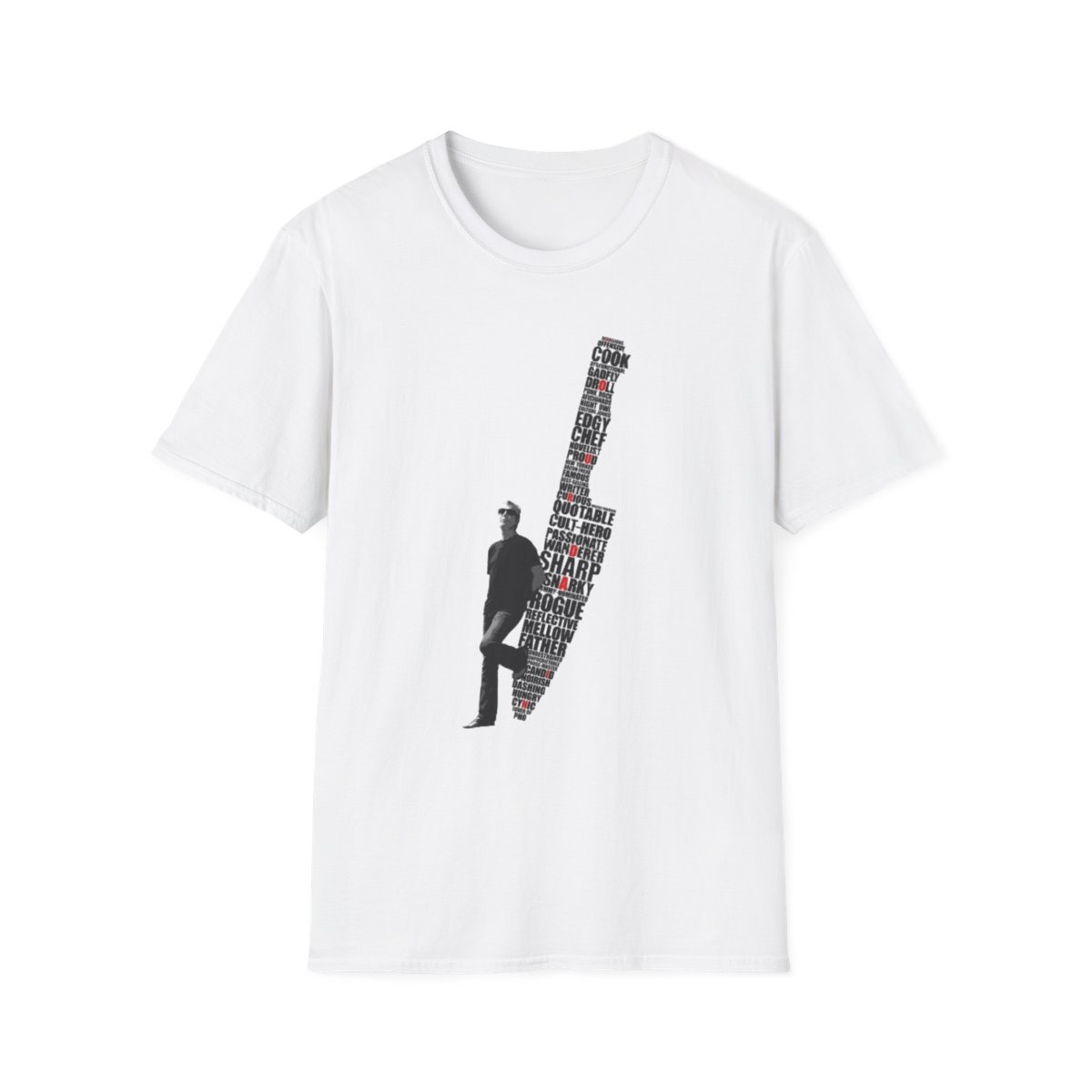 Guitar Silhouette Typography T-Shirt | Music Word Art Tee | Anthony Bourdain Merch