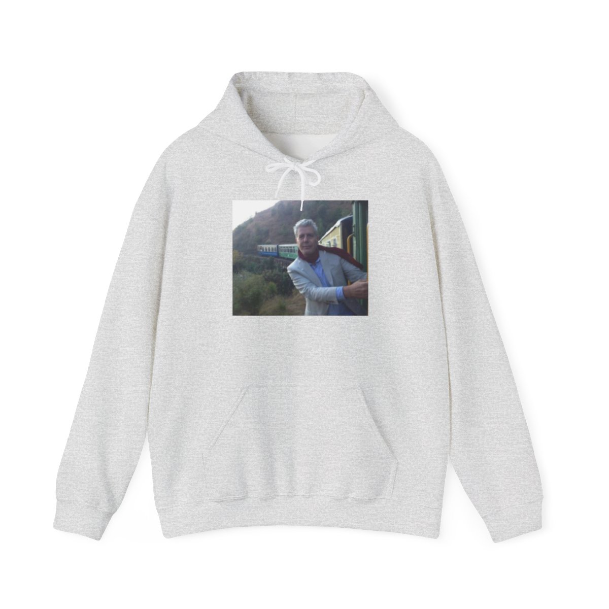 Man Leaning Out of Train Window Hoodie | Vintage Train Photo | Anthony Bourdain Merch - alternate angle 2, merchandise