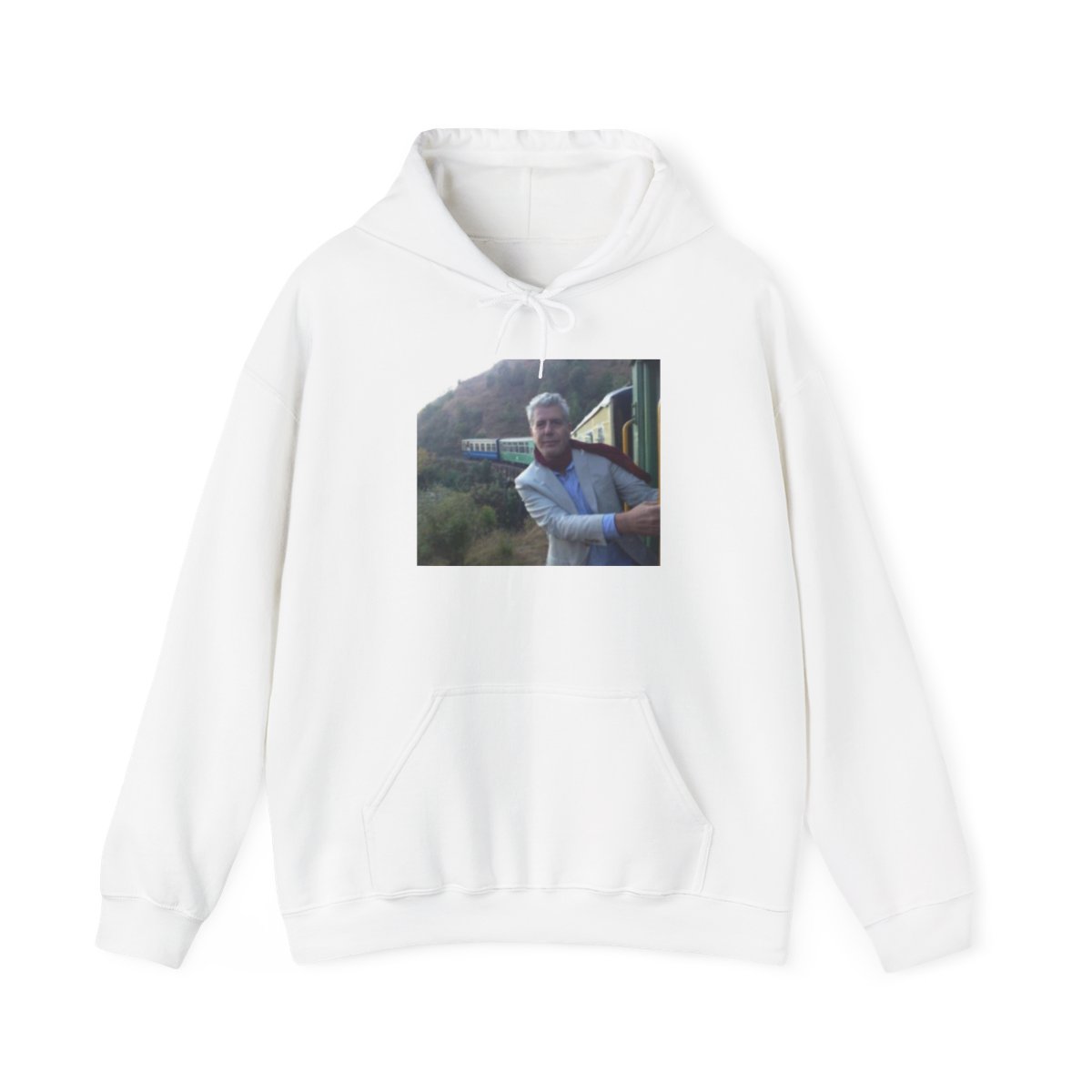 Man Leaning Out of Train Window Hoodie | Vintage Train Photo | Anthony Bourdain Merch
