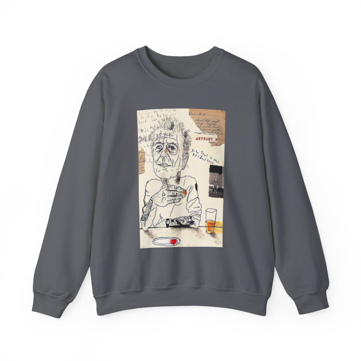 Sketchy Elder Drinking Coffee sweatshirt | Collage Art Illustration | Anthony Bourdain Merch - alternate angle 4, merchandise