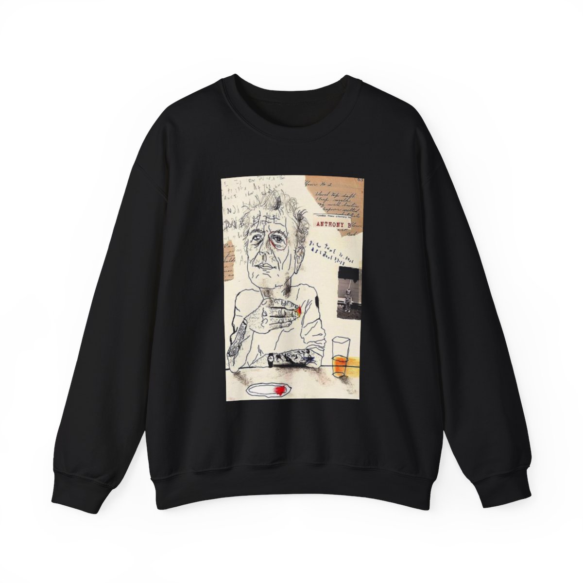 Sketchy Elder Drinking Coffee sweatshirt | Collage Art Illustration | Anthony Bourdain Merch