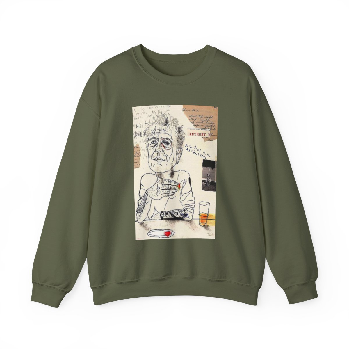 Sketchy Elder Drinking Coffee sweatshirt | Collage Art Illustration | Anthony Bourdain Merch - alternate angle 3, merchandise
