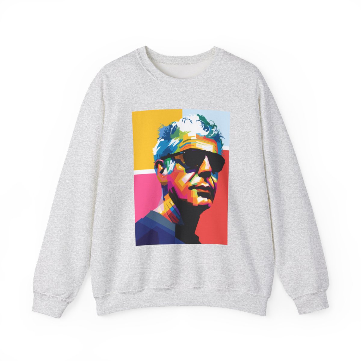 Colorful Portrait Pop Art Crewneck Sweatshirt | Retro Sunglasses | Anthony Bourdain Merch
