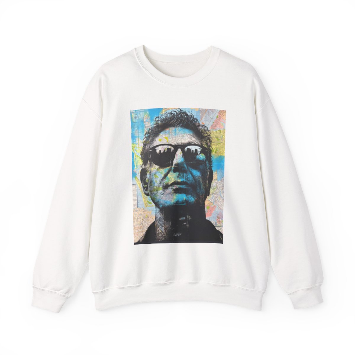 Retro Sunglasses Portrait Sweatshirt | Pop Art Face Crewneck | Anthony Bourdain Merch