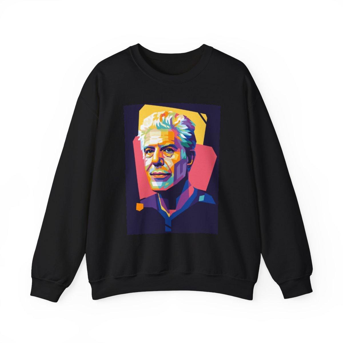 Colorful Pop Art Portrait Sweatshirt | Geometric Neon Face Crewneck | Anthony Bourdain Merch