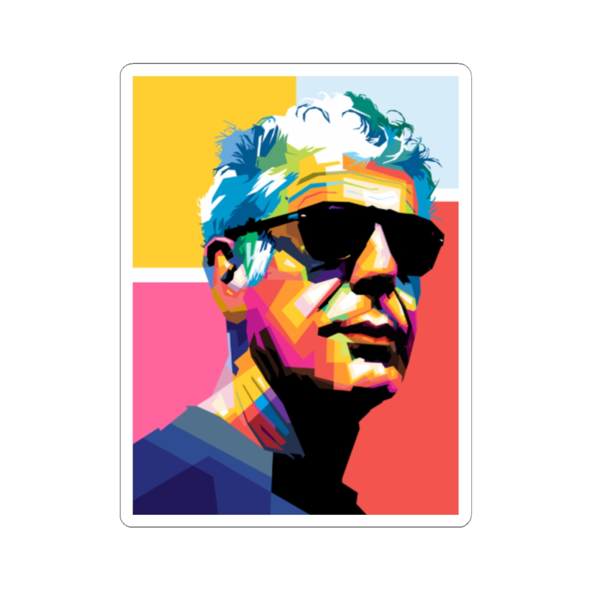 Colorful Pop Art Portrait Kiss-Cut Stickers | Retro Sunglasses | Anthony Bourdain Merch
