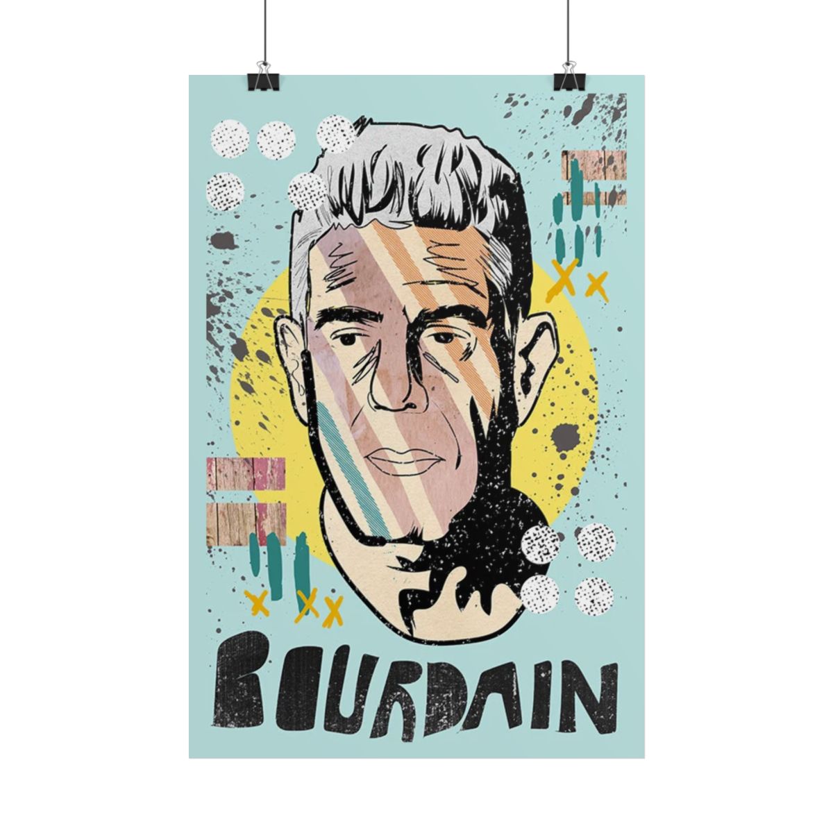 Anthony Bourdain Portrait Poster | Rolled Poster, Pop Art Travel Chef Wall Art | Anthony Bourdain Merch