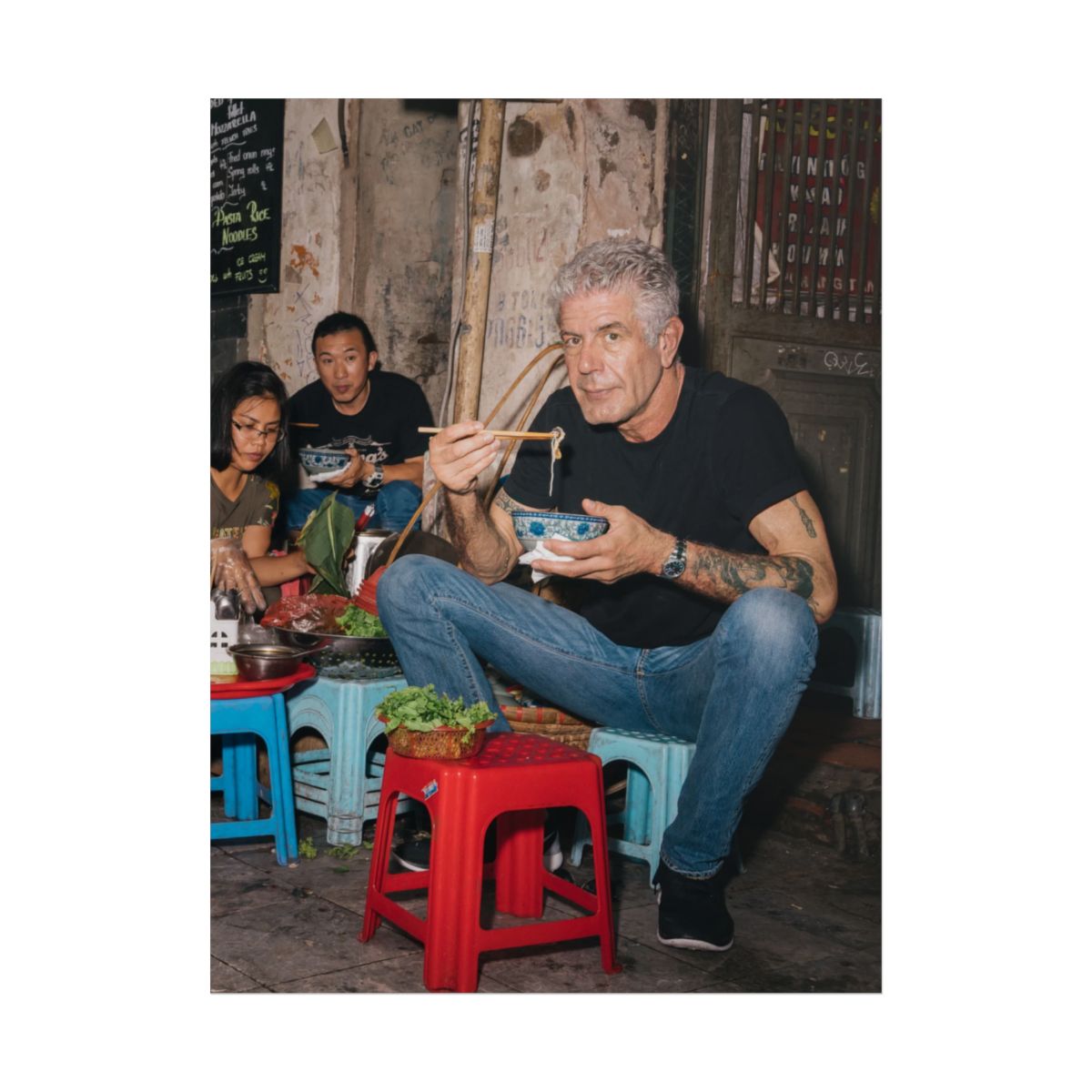 Man Eating Street Food Poster | Rolled Poster | Anthony Bourdain Merch
